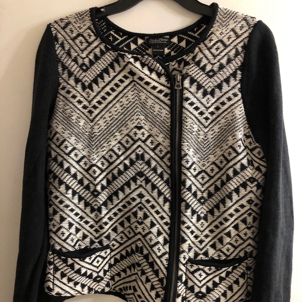 Women’s Lucky Brand black pattern jacket size L
